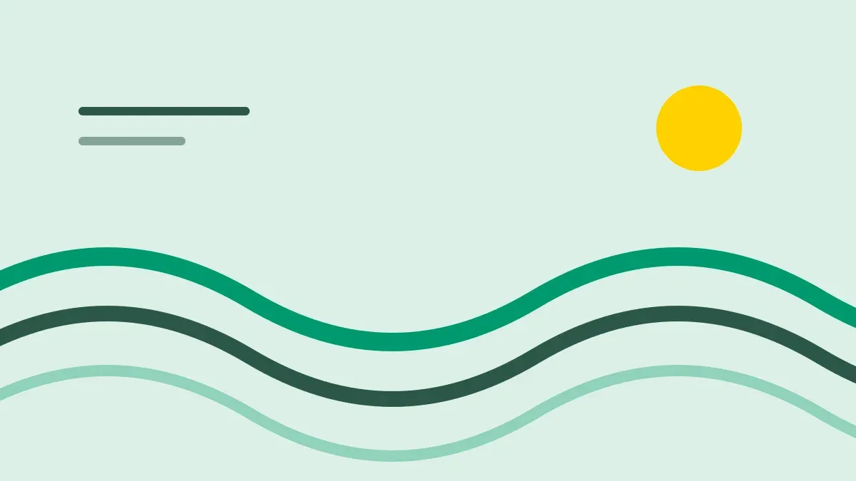 Composição gráfica com ondas verdes sobre fundo verde névoa da marca.