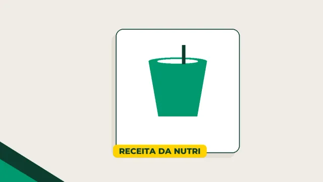 Ilustração de um copo de smoothie estilizado com canudo, em verde sobre fundo areia.