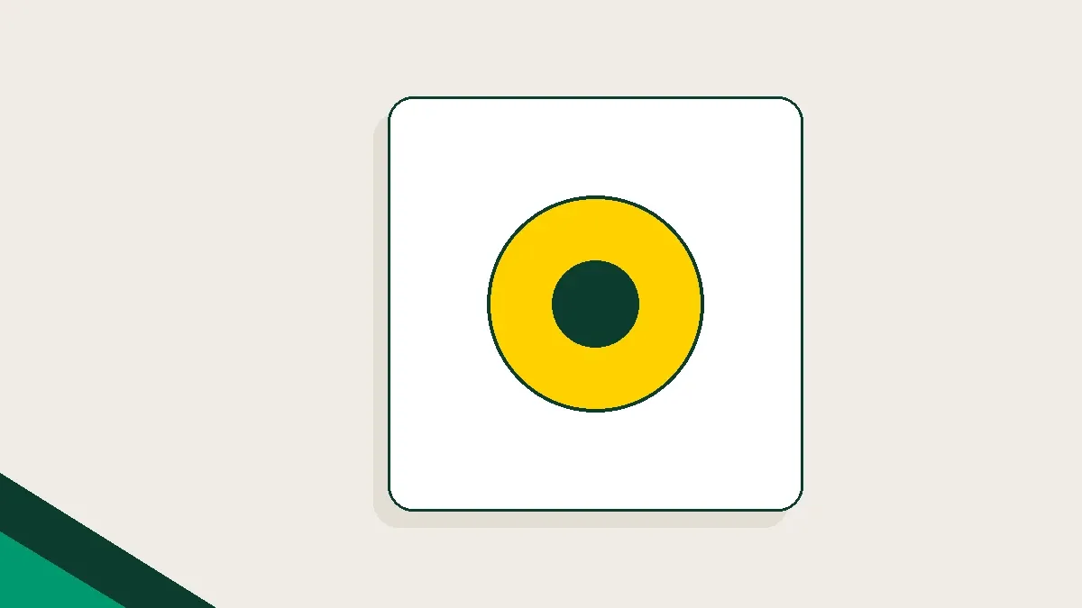 Ilustração de um selo circular representando uma molécula de vitamina B12, em amarelo e verde sobre fundo areia.