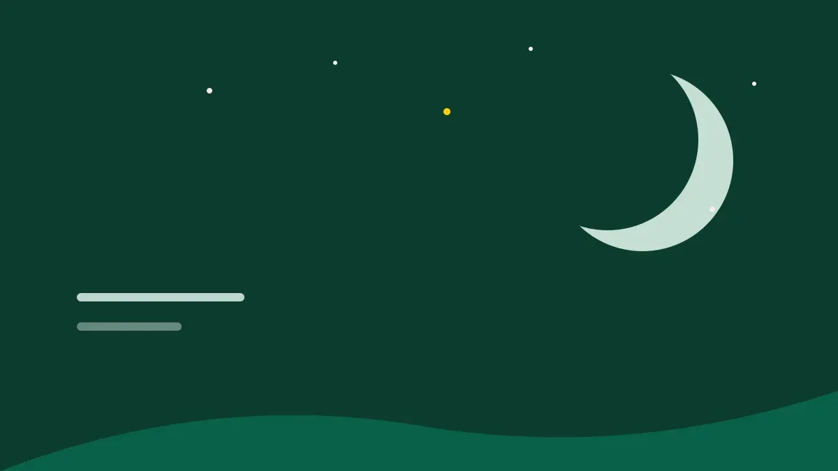 Composicao grafica com lua e ceu noturno nas cores da marca.