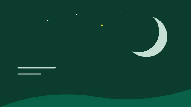 Composicao grafica com lua e ceu noturno nas cores da marca.