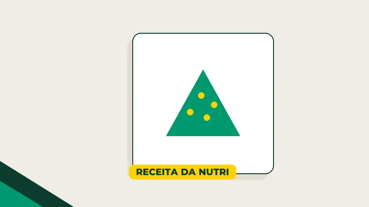 Ilustração de uma fatia de bolo estilizada, em verde e amarelo sobre fundo areia.