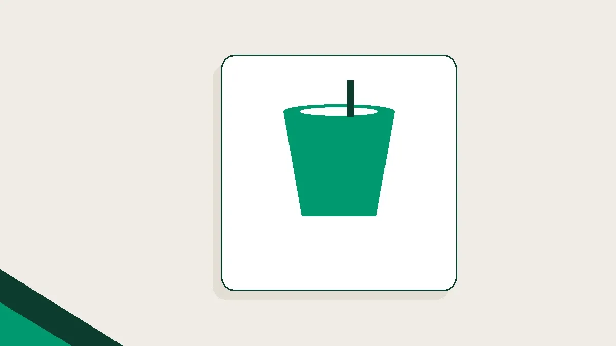 Ilustração de um copo com shake estilizado, em verde sobre fundo areia.