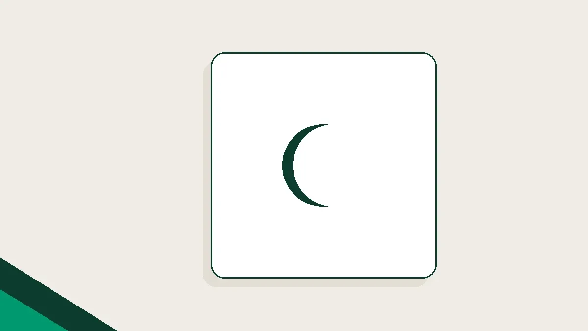 Ilustração de uma lua estilizada sobre um travesseiro, em verde profundo e amarelo sobre fundo areia.