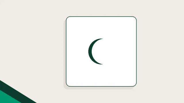 Ilustração de uma lua estilizada sobre um travesseiro, em verde profundo e amarelo sobre fundo areia.